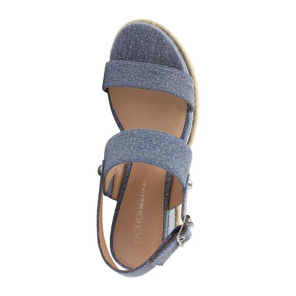 NWT BCBGENERATION Womens Blue Denim 1" Platform Allia Wedge Leather Sandal 11 M - Picture 3 of 5